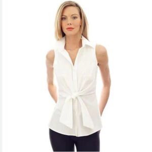 Philosophy white sleeveless blouse with front knot L